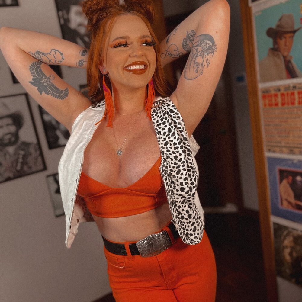 OSU Orange Faux Leather Top